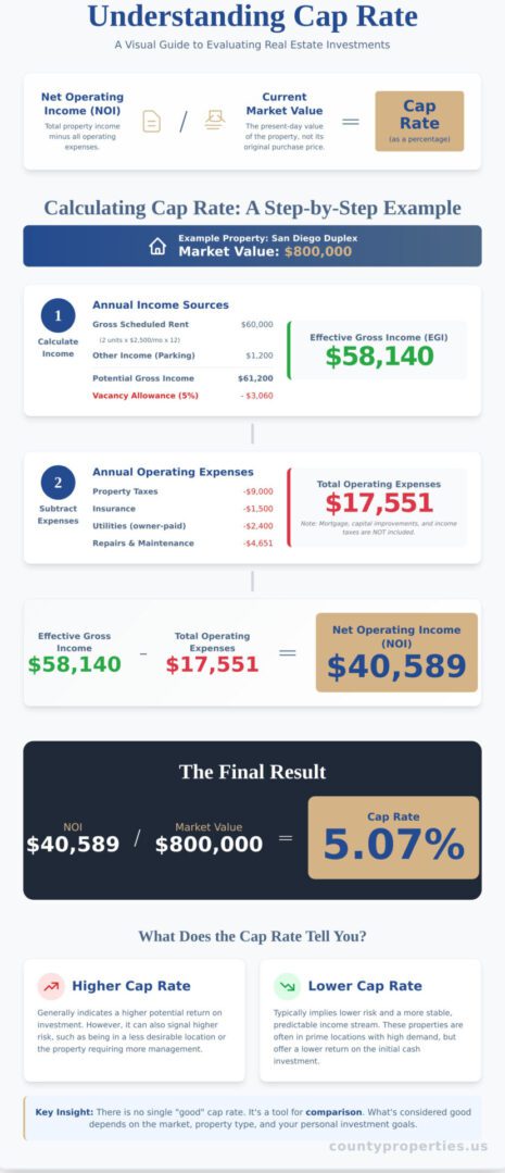 What Is Cap Rate? A Simple Guide for Real Estate Investors - Infographic
