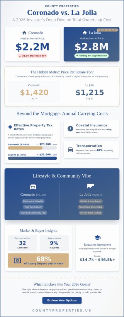 Cost of Living Coronado vs La Jolla: A 2026 Real Estate Comparison