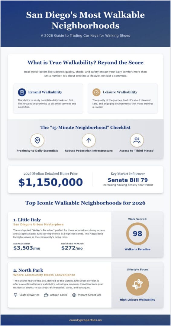 Most Walkable Neighborhoods in San Diego: A 2026 Lifestyle & Real Estate Guide